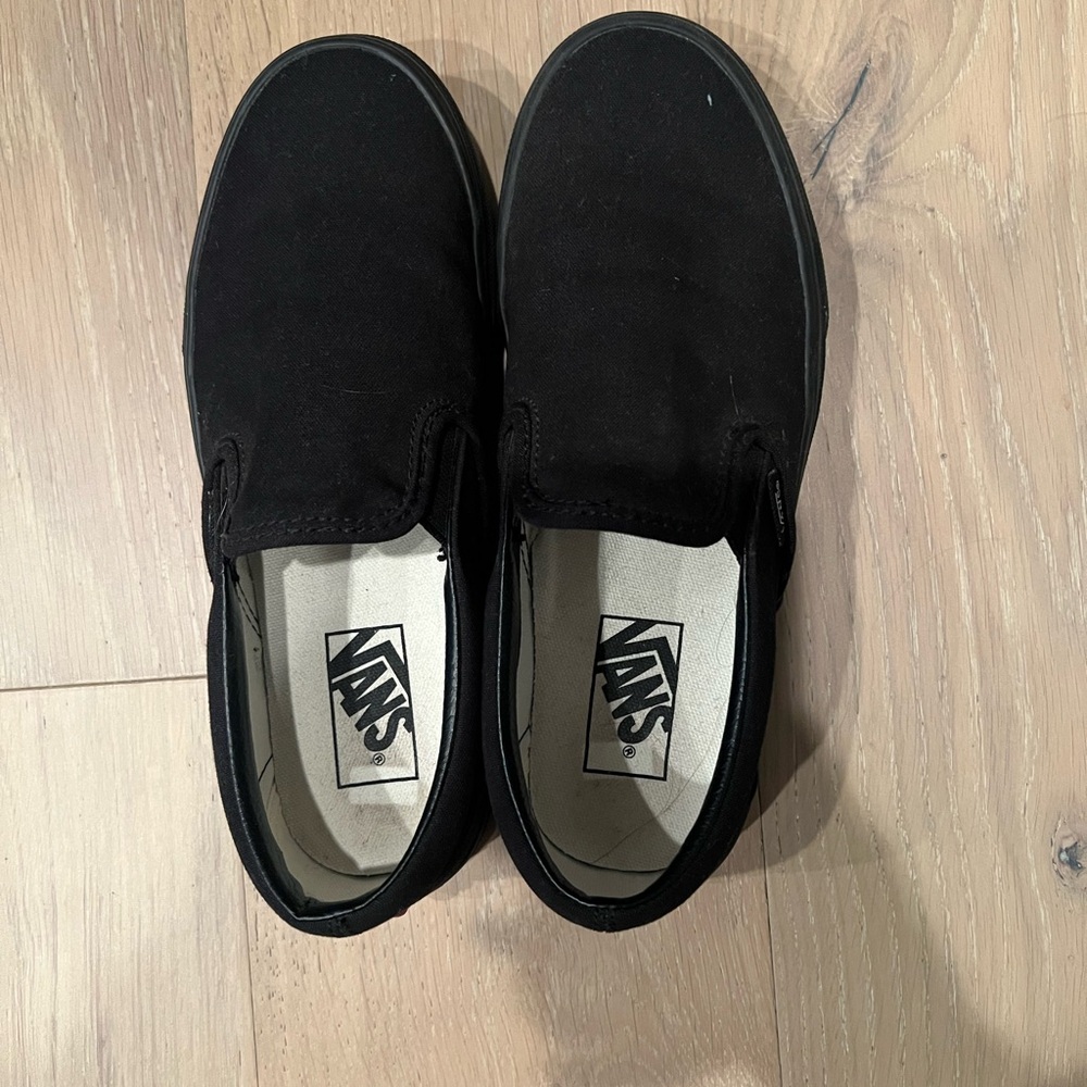 Vans Black Slip-On Sneakers Canvas Rubber Sole